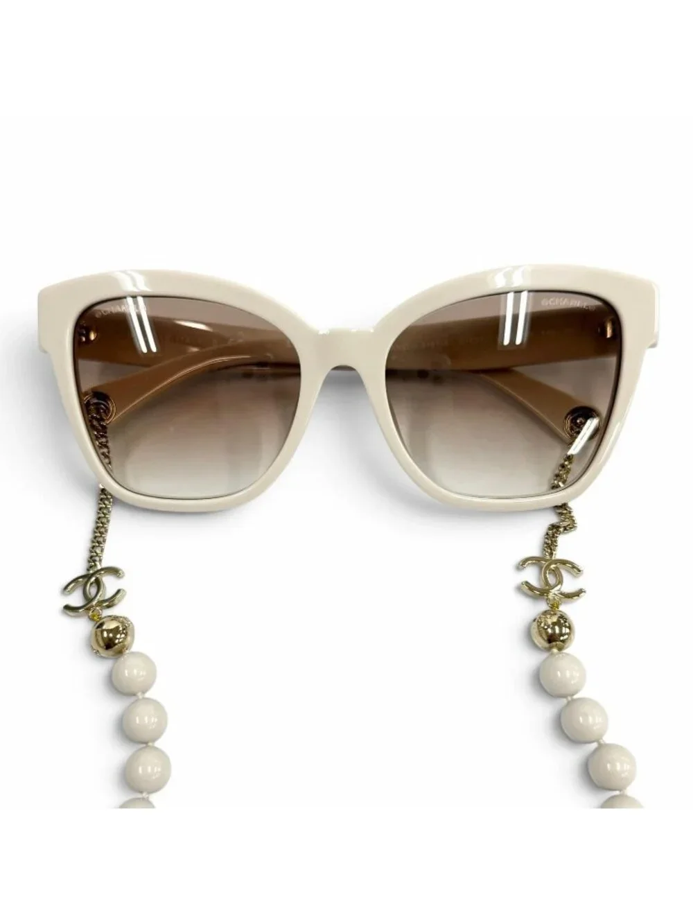 Chanel CC Logo Ball Chain Sunglasses Light Beige Eyewear
